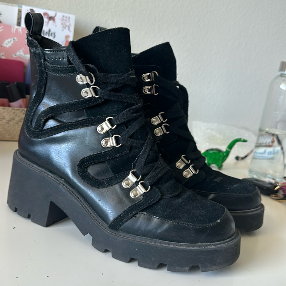 Leather ZARA booties black US9